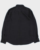 Vintage Y2K 00s Guess Embroidered Linen Regular Fit Long Sleeve Pocket Shirt - XL
