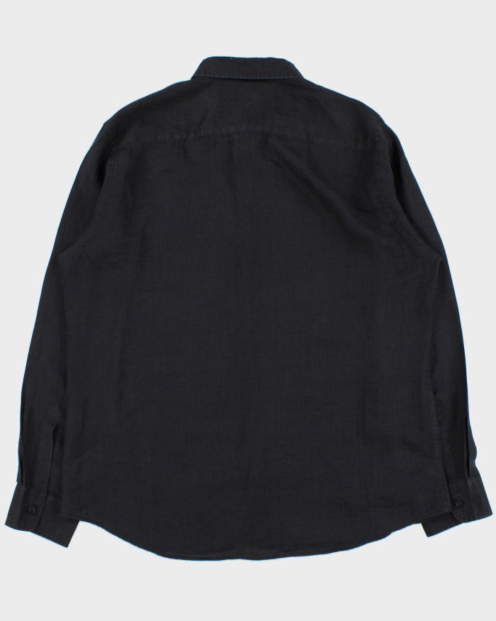 Vintage Y2K 00s Guess Embroidered Linen Regular Fit Long Sleeve Pocket Shirt - XL