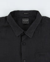 Vintage Y2K 00s Guess Embroidered Linen Regular Fit Long Sleeve Pocket Shirt - XL