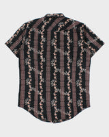 Vintage Y2K 00s Diesel Floral Striped Pearl Snap Button Short Sleeve Western Shirt - L