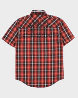 Vintage Harley Davidson Plaid Snap Button Short Sleeve Biker Shirt - S