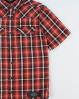 Vintage Harley Davidson Plaid Snap Button Short Sleeve Biker Shirt - S