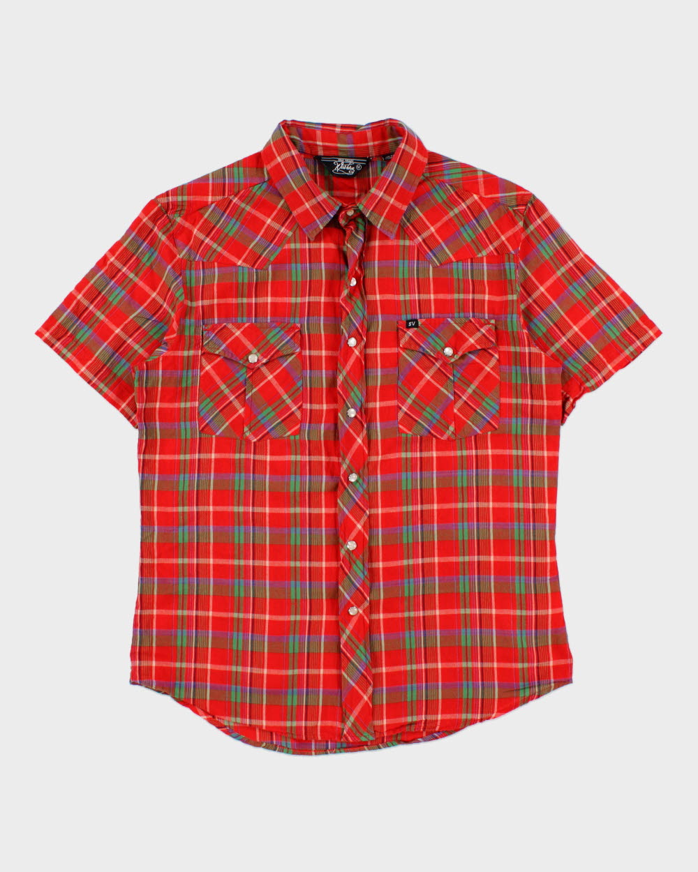 Vintage Y2K 00s Salt Valley Western Plaid Short Sleeve Pearl Snap Button Shirt - S