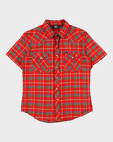 Vintage Y2K 00s Salt Valley Western Plaid Short Sleeve Pearl Snap Button Shirt - S