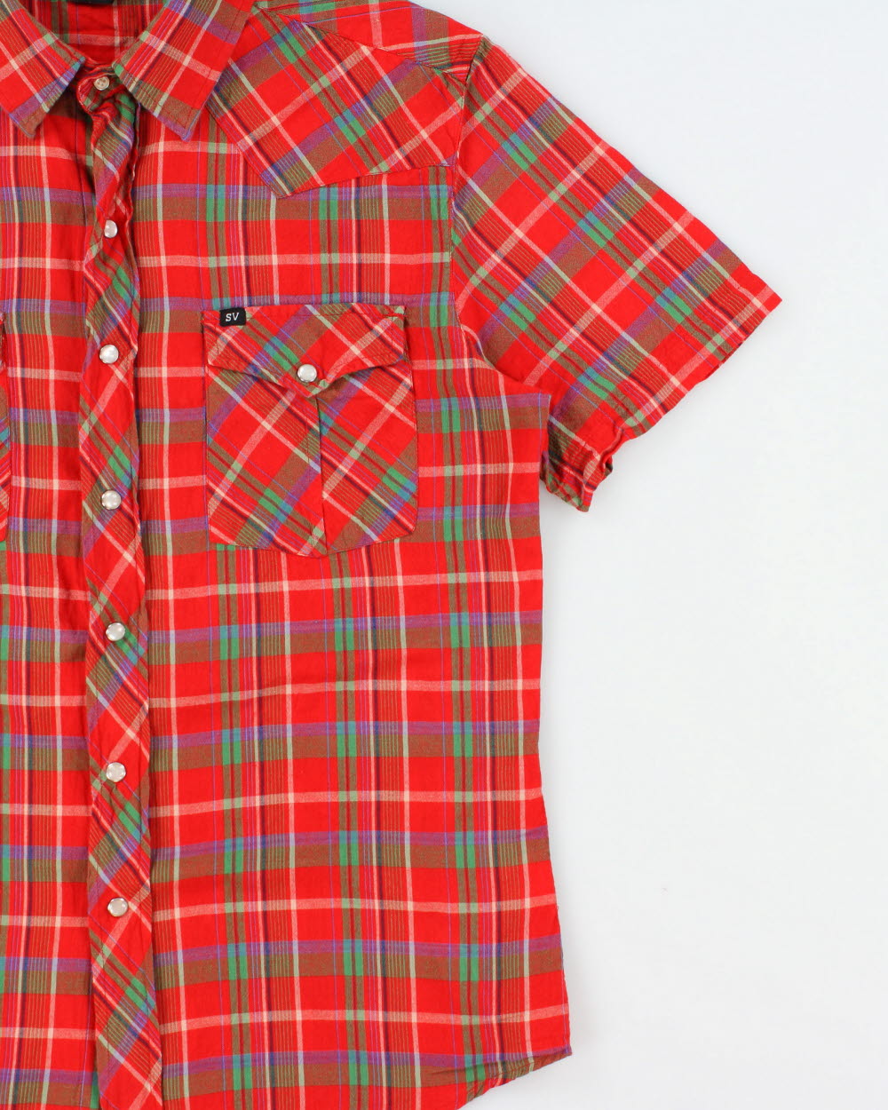 Vintage Y2K 00s Salt Valley Western Plaid Short Sleeve Pearl Snap Button Shirt - S