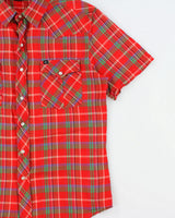 Vintage Y2K 00s Salt Valley Western Plaid Short Sleeve Pearl Snap Button Shirt - S