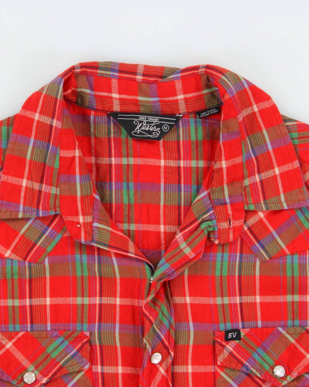 Vintage Y2K 00s Salt Valley Western Plaid Short Sleeve Pearl Snap Button Shirt - S