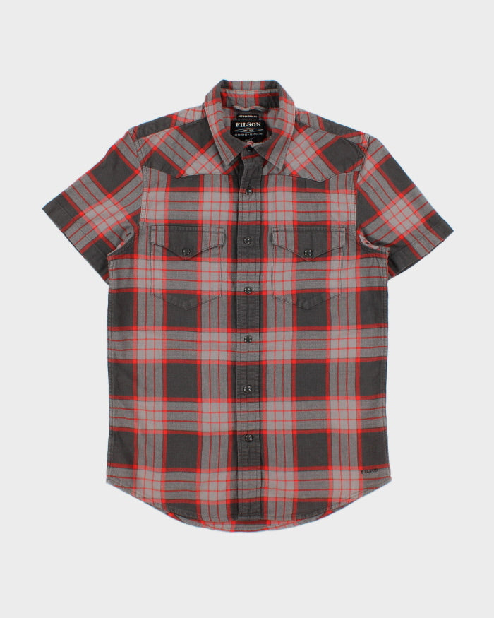 Vintage Filson Plaid Pearl Snap Button Short Sleeve Western Trim Fit Shirt - XS