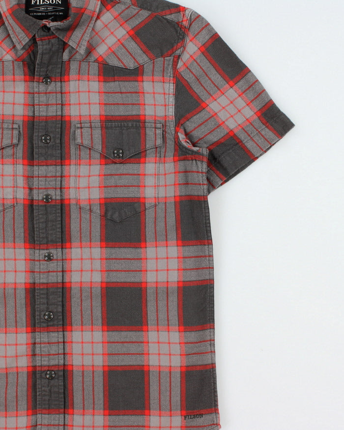 Vintage Filson Plaid Pearl Snap Button Short Sleeve Western Trim Fit Shirt - XS