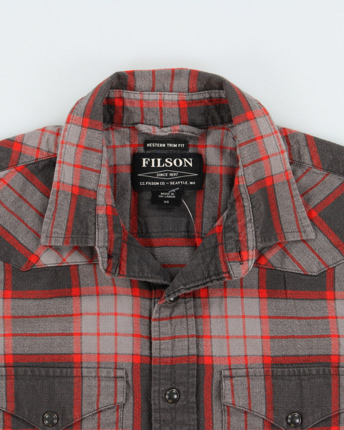 Vintage Filson Plaid Pearl Snap Button Short Sleeve Western Trim Fit Shirt - XS