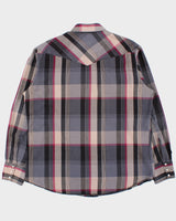 Vintage 1990s Wrangler Plaid Pearl Snap Button Long Sleeve Western Shirt - L