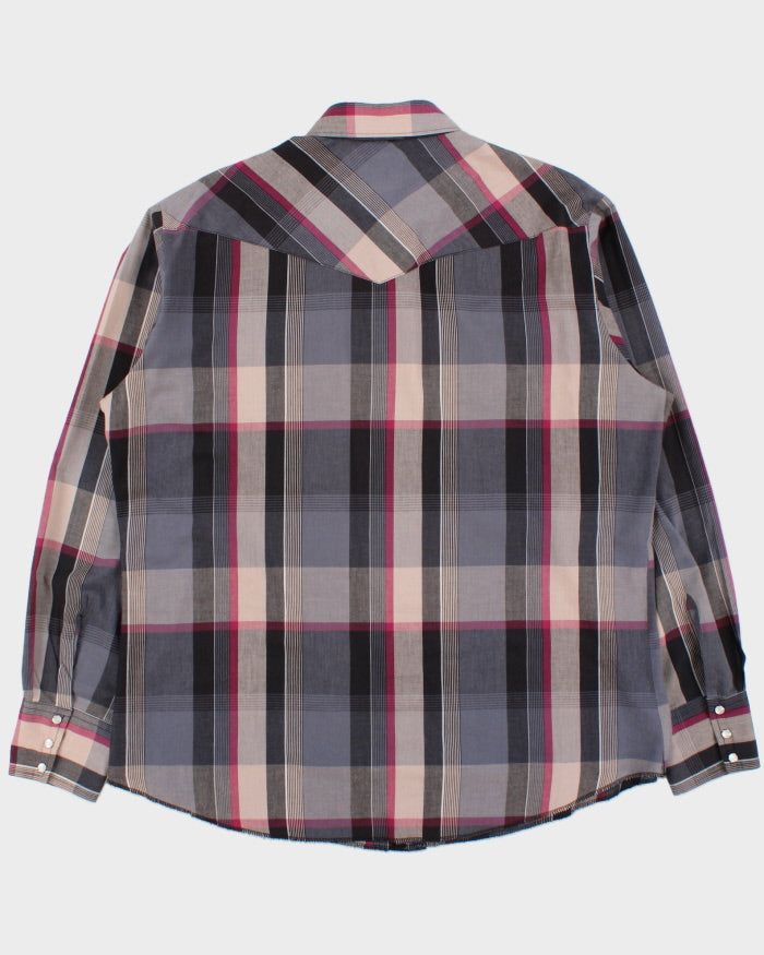Vintage 1990s Wrangler Plaid Pearl Snap Button Long Sleeve Western Shirt - L