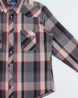 Vintage 1990s Wrangler Plaid Pearl Snap Button Long Sleeve Western Shirt - L