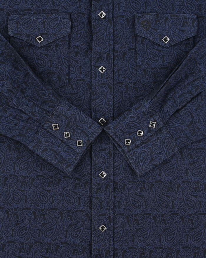 Vintage Wrangler 'George Strait Troubadour Collection' Diamond Snap Button Long Sleeve Paisley Western Shirt - L