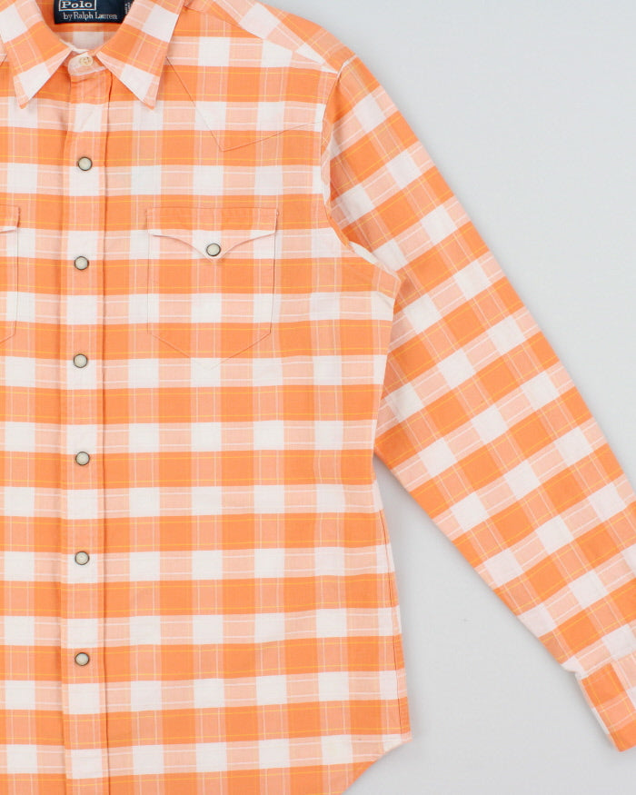 Vintage Polo Ralph Lauren Chain Stitch Plaid Pearl Snap Button Long Sleeve Western Shirt - M