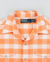 Vintage Polo Ralph Lauren Chain Stitch Plaid Pearl Snap Button Long Sleeve Western Shirt - M