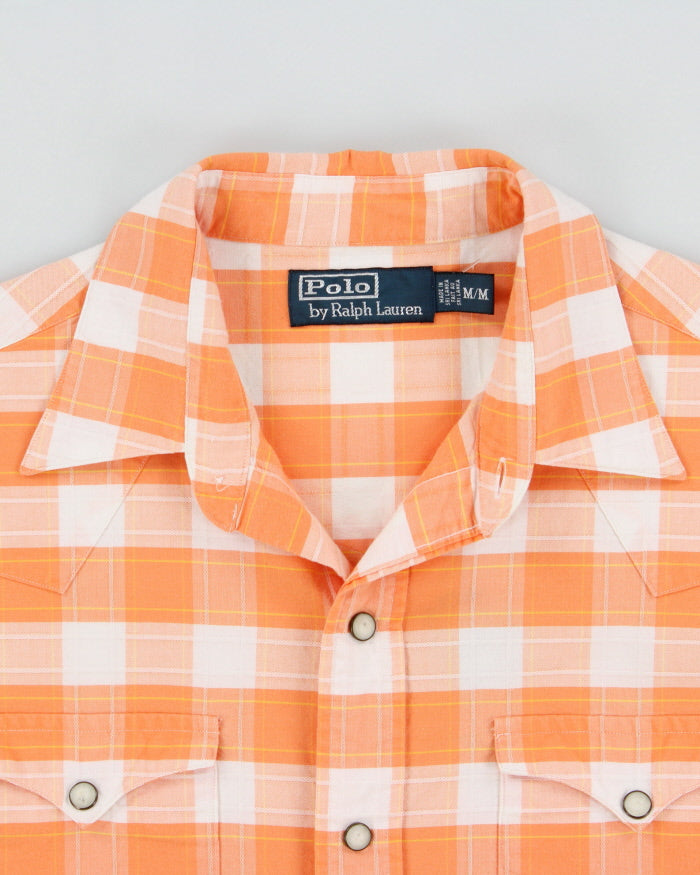 Vintage Polo Ralph Lauren Chain Stitch Plaid Pearl Snap Button Long Sleeve Western Shirt - M