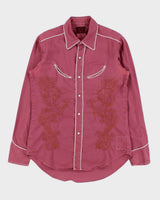 Vintage Evisu EU Edition Rouge Handmade In Italy Pearl Snap Button Long Sleeve Embroidered Western Shirt - M