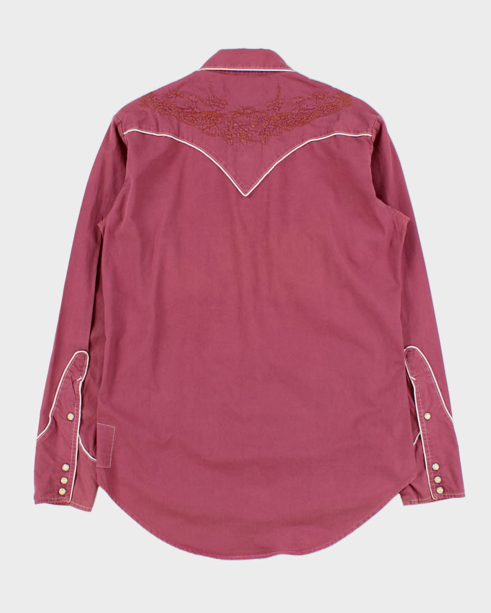 Vintage Evisu EU Edition Rouge Handmade In Italy Pearl Snap Button Long Sleeve Embroidered Western Shirt - M