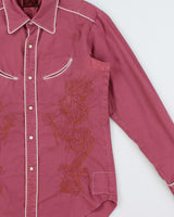 Vintage Evisu EU Edition Rouge Handmade In Italy Pearl Snap Button Long Sleeve Embroidered Western Shirt - M