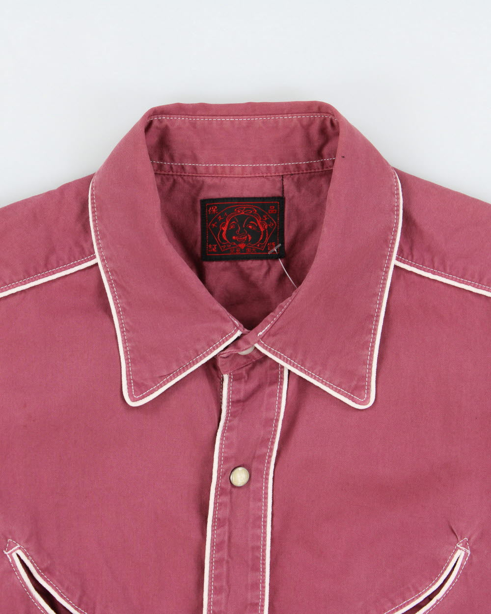 Vintage Evisu EU Edition Rouge Handmade In Italy Pearl Snap Button Long Sleeve Embroidered Western Shirt - M