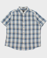 Vintage Eddie Bauer Plaid Linen-Look Cotton Classic Fit Short Sleeve Shirt - XL