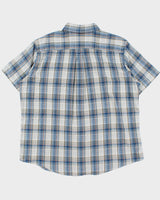 Vintage Eddie Bauer Plaid Linen-Look Cotton Classic Fit Short Sleeve Shirt - XL