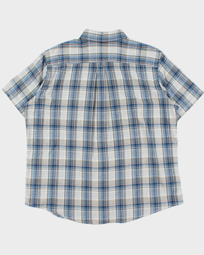Vintage Eddie Bauer Plaid Linen-Look Cotton Classic Fit Short Sleeve Shirt - XL
