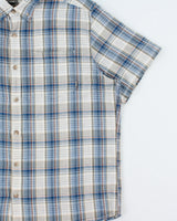 Vintage Eddie Bauer Plaid Linen-Look Cotton Classic Fit Short Sleeve Shirt - XL