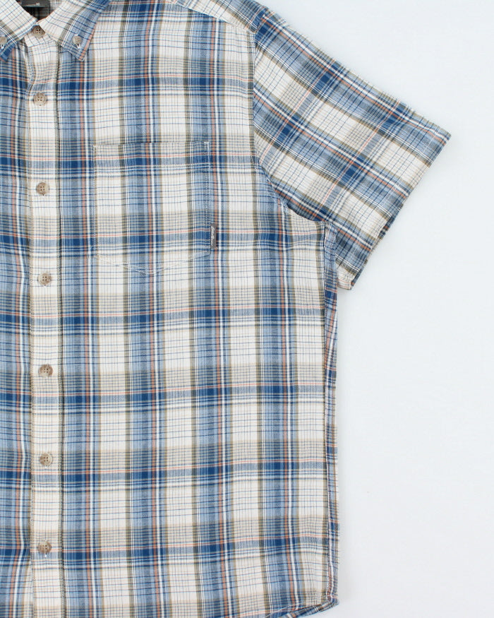 Vintage Eddie Bauer Plaid Linen-Look Cotton Classic Fit Short Sleeve Shirt - XL