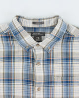 Vintage Eddie Bauer Plaid Linen-Look Cotton Classic Fit Short Sleeve Shirt - XL