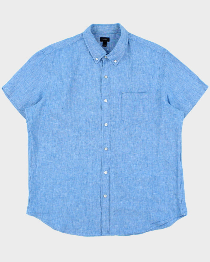Vintage J. Crew Pure Linen Relaxed Fit Short Sleeve Shirt - XL