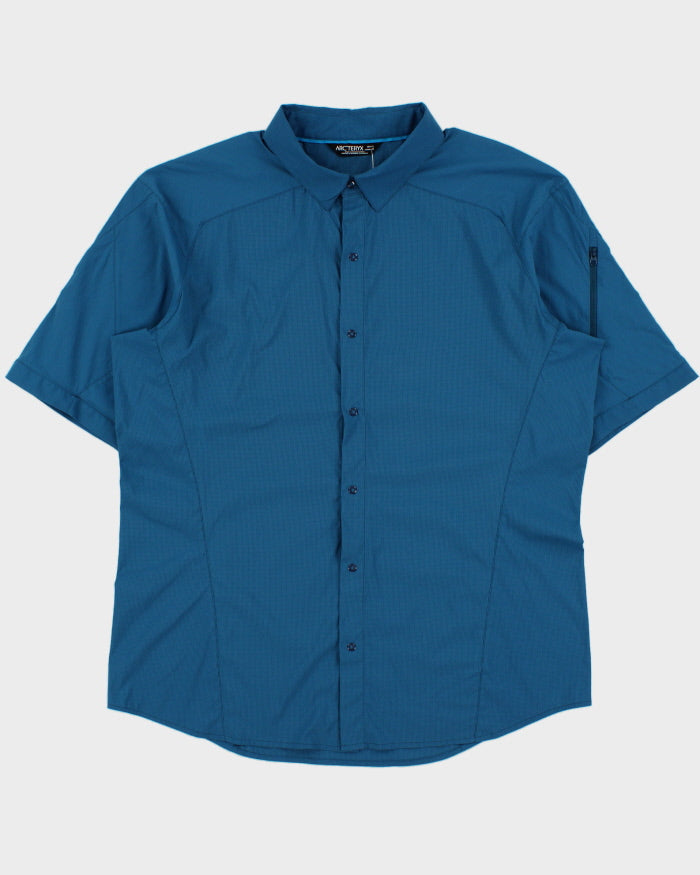 SS16 Arc'teryx 'Skyline' Teal Snap Button Short Sleeve Technical Shirt - L