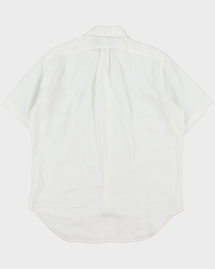 Vintage Ralph Lauren White Ocean Wash Linen Classic Fit Short Sleeve Shirt - L
