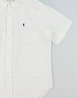 Vintage Ralph Lauren White Ocean Wash Linen Classic Fit Short Sleeve Shirt - L