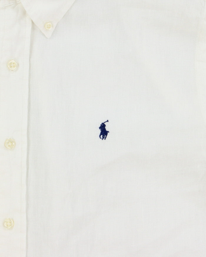 Vintage Ralph Lauren White Ocean Wash Linen Classic Fit Short Sleeve Shirt - L