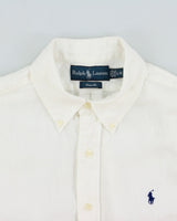 Vintage Ralph Lauren White Ocean Wash Linen Classic Fit Short Sleeve Shirt - L