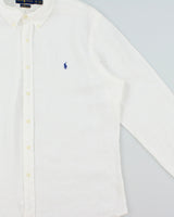 Vintage Ralph Lauren Ocean Wash Linen Slim Fit Long Sleeve Shirt - XXL