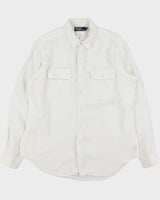 Vintage Y2K 00s Polo Ralph Lauren Ocean Wash Linen Patch Pocket Relaxed Fit Long Sleeve Shirt - L