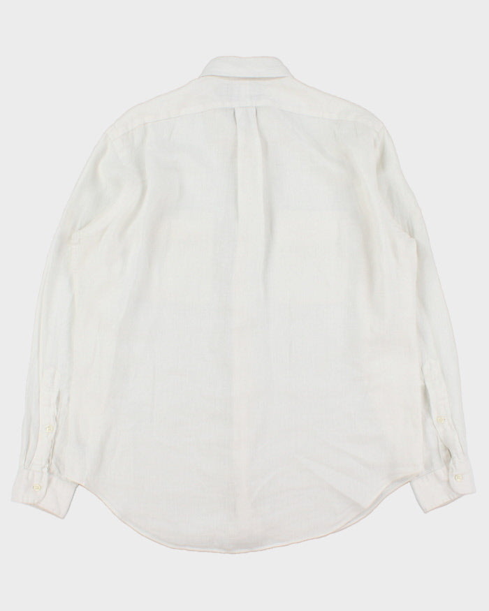 Vintage Y2K 00s Polo Ralph Lauren Ocean Wash Linen Patch Pocket Relaxed Fit Long Sleeve Shirt - L