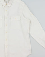 Vintage Y2K 00s Polo Ralph Lauren Ocean Wash Linen Patch Pocket Relaxed Fit Long Sleeve Shirt - L
