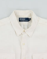 Vintage Y2K 00s Polo Ralph Lauren Ocean Wash Linen Patch Pocket Relaxed Fit Long Sleeve Shirt - L