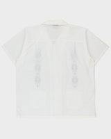 Vintage Y2K 00s Eddy Felt Floral Cuban Collar Patch Pocket Short Sleeve Bowling Shirt - XXL