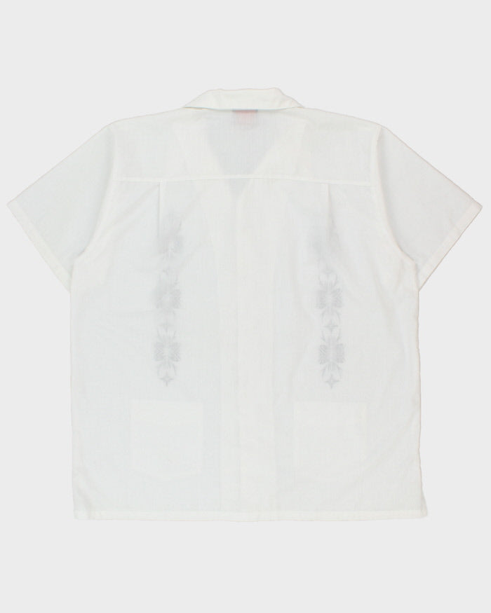 Vintage Y2K 00s Eddy Felt Floral Cuban Collar Patch Pocket Short Sleeve Bowling Shirt - XXL