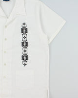 Vintage Y2K 00s Eddy Felt Floral Cuban Collar Patch Pocket Short Sleeve Bowling Shirt - XXL