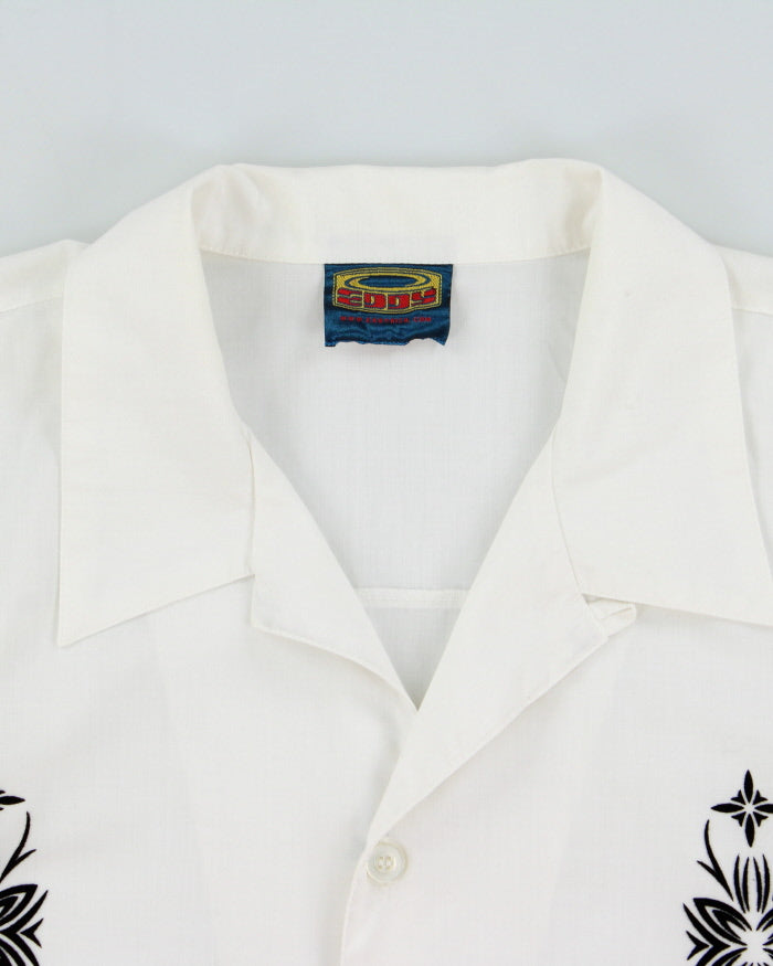 Vintage Y2K 00s Eddy Felt Floral Cuban Collar Patch Pocket Short Sleeve Bowling Shirt - XXL