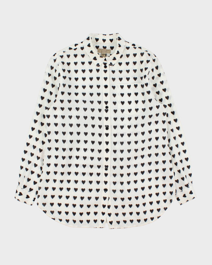 SS2016 Burberry Heart Print Ocean Wash Linen Long Sleeve Unisex Shirt - S