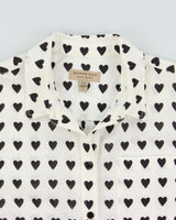 SS2016 Burberry Heart Print Ocean Wash Linen Long Sleeve Unisex Shirt - S