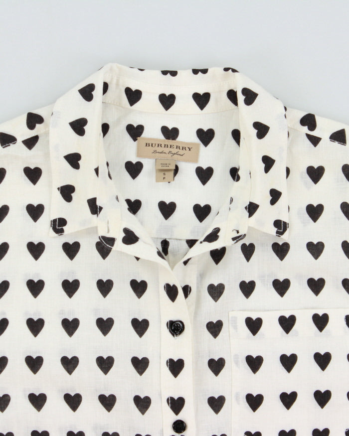 SS2016 Burberry Heart Print Ocean Wash Linen Long Sleeve Unisex Shirt - S