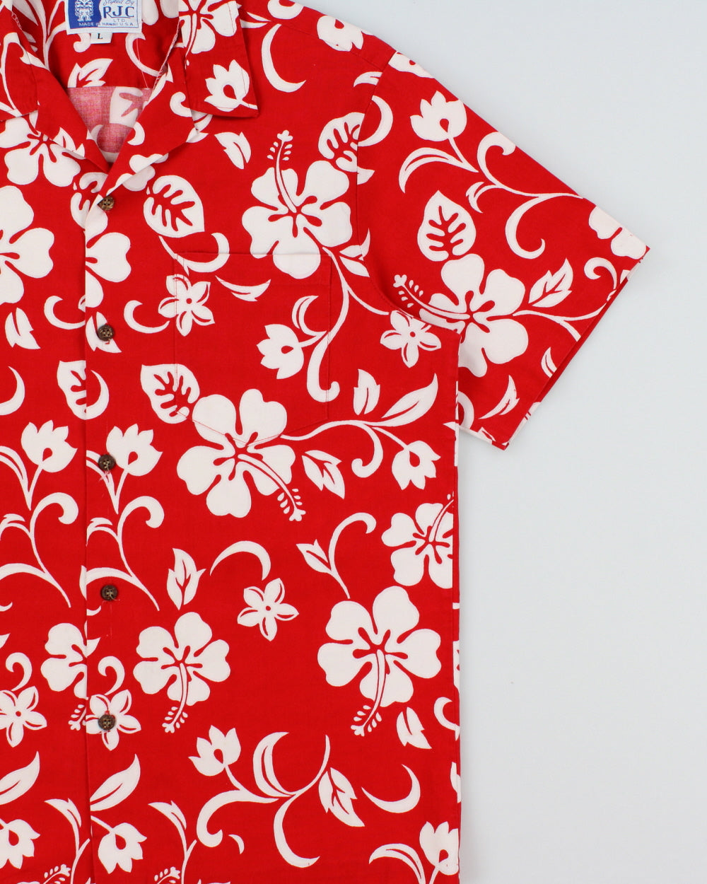 Vintage 1980s RJC Hibiscus Print Made In USA Hawaiian Shirt - L